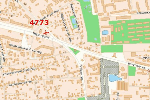 Билборд A в Васильевке, 3x6  Миру просп. - Вільський Шлях вул. схема