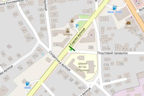 Билборд A в Кропивницкий (Кировоград), 3x6  Садова вул., 35 схема