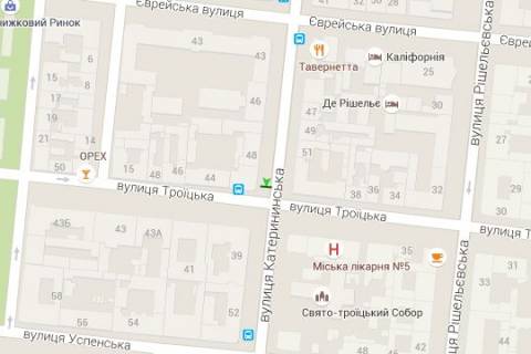 Беклайт A у Одесі, 1.2x1.8  Європейська вул. (Катерининська). - Троїцька вул., 42 схема
