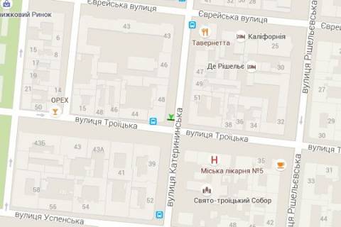 Ситилайт A в Одессе, 1.2x1.8  Європейська вул. (Катерининська). - Троїцька вул., 42 схема