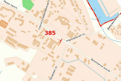 Білборд, Бігборд (Борд)  A у Хмельницькому, 3x6  Миру просп. - Вінницька вул. схема