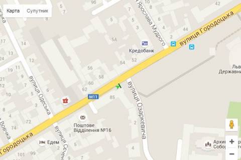 Беклайт A у Львові, 1.2x1.8  Городоцька вул., 85 - Евгенія Озаркевича вул. (в центр) схема