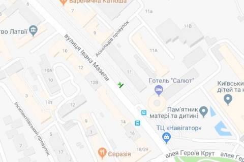 Ситилайт B в Киеве, 1.2x1.8  Івана Мазепи вул., 11 №1 схема
