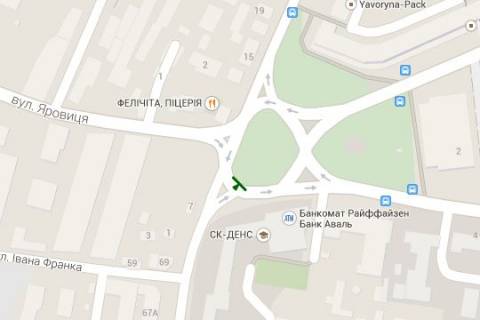 Билборд A в Васильевке, 3x6  Грушевського пл. - Стрілецька вул. - Яровиця вул. - Президента Грушевського просп. схема