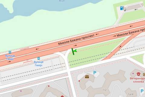 Білборд, Бігборд (Борд)  B у Василівці, 3x6  Миколи Бажана просп. - Бориса Гмирі вул., 1 схема