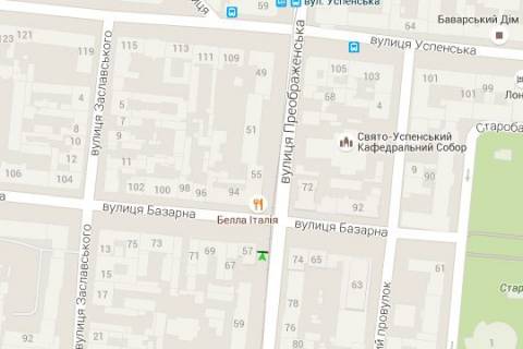 Ситилайт B в Васильевке Преображенська вул. - Базарна вул. схема