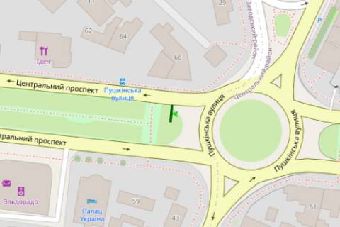 Призма A в Николаеве, 3x6  Центральний просп. (Леніна просп.) - Аркасівська вул. (Пушкінська) ., (призма) (права) - 128340 схема
