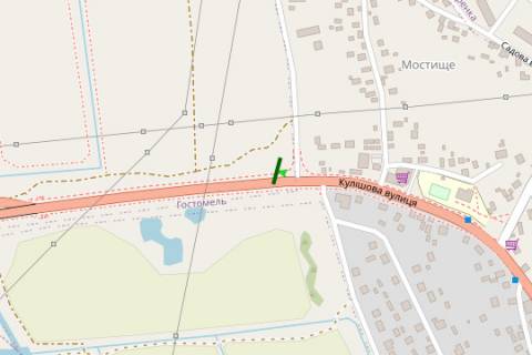 Мегаборд A в Гостомеле, 5x12  Київ - Ковель, 10км+000м від Києва  (Гостомель) (у напрямку  Ирпеня) схема