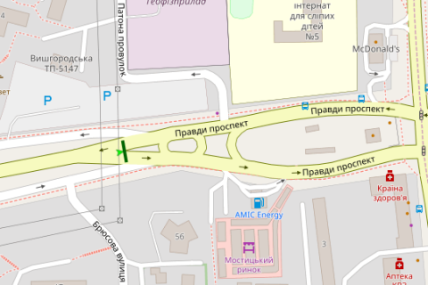 Скроллер A в Киеве Правди просп. - Вишгородська вул. - 274661 схема