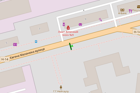 Билборд B в Васильевке, 3x6  Маланюка Євгена вул., 6/2 - Дружби народів пл. - Андрія Матвієнка вул. (Башкирська вул.) схема