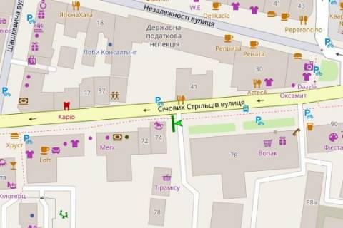 Билборд B в Ивано-Франковске, 3x6  Січових Стрільців вул., 74 схема
