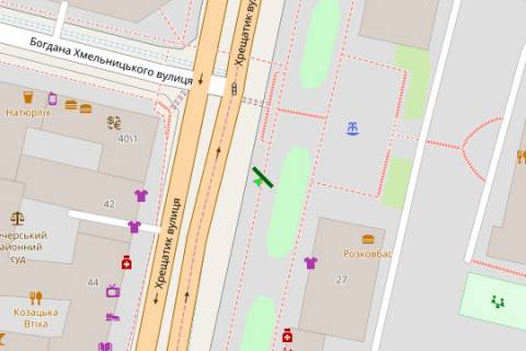 Бэклайт A в Киеве, 1.2x3.6  Хрещатик вул., 27 (WC) схема