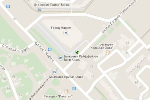 Бэклайт B в Черкассах, 1.2x1.8  Гагаріна вул., 55/1 - Богдана Хмельницького вул., (№1) схема