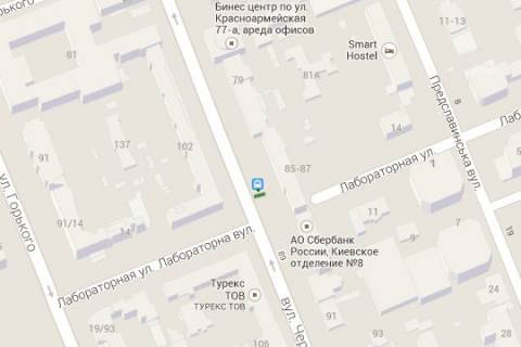 Нестандарт B в Киеве, 1.2x1.8  Велика Васильківська вул. (Червоноармійська)., 85 - Лабораторна вул.,  ( "Європейські гардини") - зупинка гром.транспорту схема