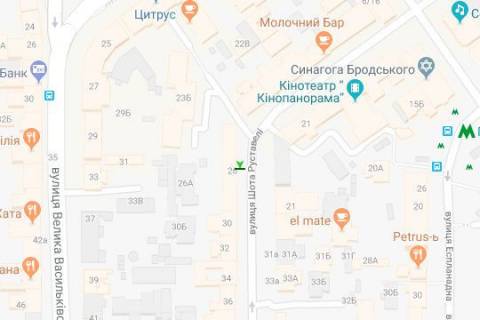 Ситилайт B в Киеве, 1.2x1.8  Шота Руставелі вул., 26  схема