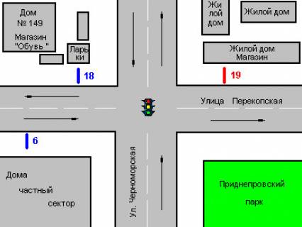 Ситилайт A в Херсоне, 1.2x1.8  Перекопська вул., 151 - Чорноморська вул. схема