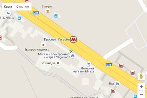 Ситилайт A в Васильевке, 1.2x1.8  Вернадського вул. - Гагаріна просп., (№2) схема
