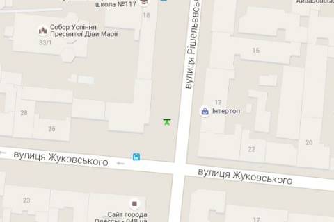 Бэклайт B в Одессе, 1.2x1.8  Рішельєвська вул., 22 - Святослава Караванського вул. (Жуковського)., 24 (направ від залізн. вокзала) схема