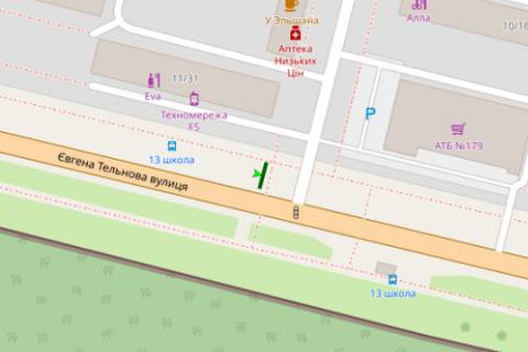 Билборд B в Кропивницкий (Кировоград), 3x6  Євгена Тельнова вул (Правди просп.). - Бєляєва вул. схема