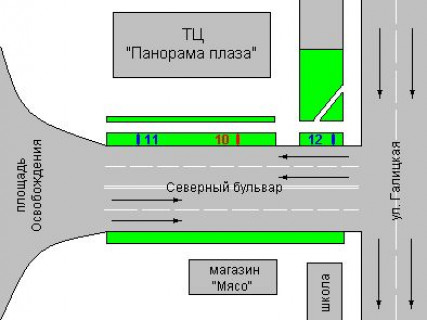 Бэклайт A в Ивано-Франковске, 1.2x1.8  Північний бульв., 2а (№1) схема