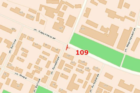 Billboard B in Sumi, 3x6  Harkivs'ka st. - Linijna st. scheme