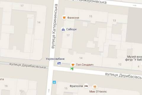 Бэклайт B в Одессе, 1.2x1.8  Дерибасівска вул., 14 - Європейська вул. (Катерининська). (летом зонтики!) схема