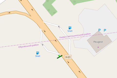 Білборд, Бігборд (Борд)  A у Василівці, 3x6  Київ - Обухів, 09км + 400м від Києва (в напр. Обухова (навпроти АЗС "Shell")) схема