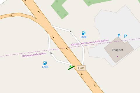 Билборд A на трассах Киевской области, 3x6  Київ - Обухів, 09км + 400м від Києва (у напрямку  Обухова (навпроти АЗС "Shell")) схема