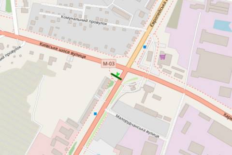Билборд A в Полтаве, 3x6  Європейська вул. (Фрунзе). - Київське шосе схема