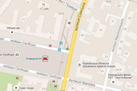 Бэклайт B в Харькове, 1.2x3.6  Сумська вул., 39 - Свободи пл., (колона) (сторона С) схема