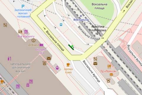 Нестандарт A в Киеве, Нестандартный  Вокзальна пл., 2 зуп.Залізничний вокзал "Центральний" ліворуч (брендування) схема
