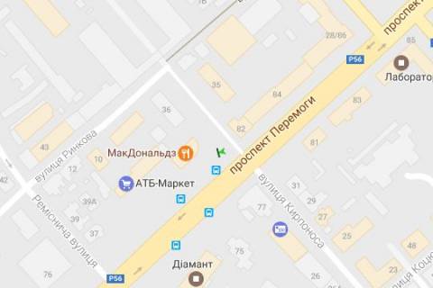 Беклайт A у Чернігові, 1.2x1.8  Перемоги просп. - Княжа (Кирпоноса) вул. схема