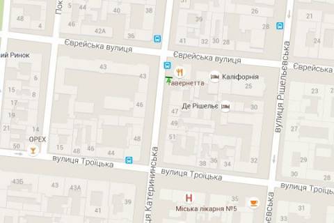 Ситилайт A в Одессе, 1.2x1.8  Європейська вул. (Катерининська)., 45 - Єврейска вул. схема