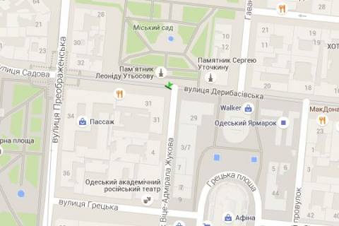 Бэклайт A в Васильевке, 1.2x3.6  Дерибасівска вул., 31 - Віце-Адмірала Жукова вул. схема