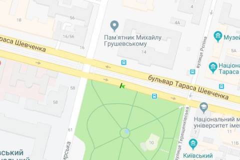 Сiтiлайт B у Києві, 1.2x1.8  Шевченка Тараса бульв., 14 №1 схема