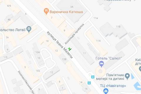 Бэклайт B в Киеве, 1.2x1.8  Івана Мазепи вул., 11 №2 схема