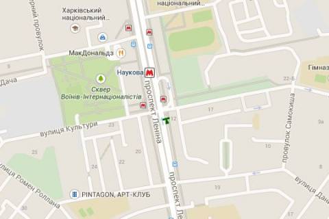 Бэклайт A в Харькове, 1.2x1.8  Науки просп. (Леніна просп.), 12 - Культури вул. схема