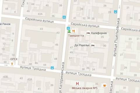Бэклайт B в Одессе, 1.2x1.8  Європейська вул. (Катерининська)., 45 - Єврейска вул. схема