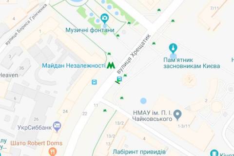 Беклайт B у Києві, 1.2x1.8  Хрещатик вул., 11 - Незалежності майдан схема