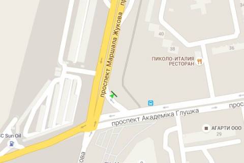 Билборд A в Васильевке, 3x6  Небесної Сотні просп. (Маршала Жукова просп.) - Академіка Глушко просп. (ліва, можливий продаж 3х12) схема