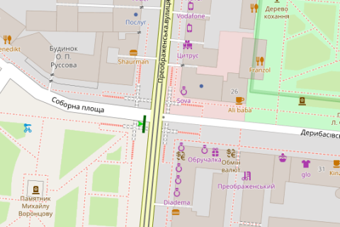 Backlight A in Vasylivka, 1.2x3.6  Preobrazens'ka st. - Sadova st. (do Deribasivs'koi) scheme