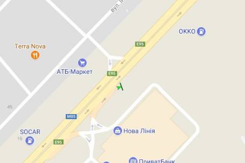 Билборд A в Гатном, 3x6  Київ - Одеса, 01км + 400 до Києва біля супермаркета "Нова лінія" (справа у напрямку  м.Києва) схема