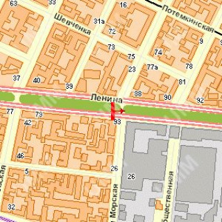 Бэклайт B в Николаеве, 1.2x1.8  Центральний просп. (Леніна просп.) - Мала Морська вул., (№1) схема