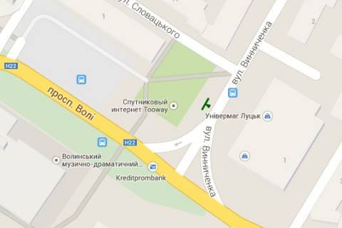 Призма A в Луцке Театральна пл. - Вінниченка вул. - Волі просп. - 271460 схема