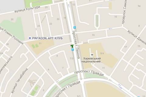Бэклайт B в Харькове, 1.2x1.8  Науки просп. (Леніна просп.), 7 - Бориса Чичибабіна вул. схема