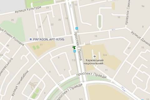 Ситилайт B в Харькове, 1.2x1.8  Науки просп. (Леніна просп.), 7 - Бориса Чичибабіна вул. схема