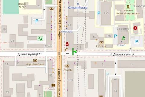 Бэклайт A в Киеве, 1.2x1.8  Ділова вул. (Димитрова)., 18 схема