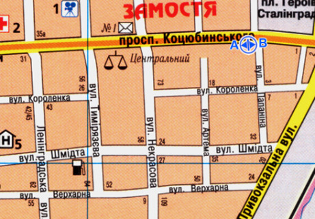 Скроллер A в Виннице, 2.3x3.14  Коцюбинського просп., 9 - Папаніна вул. - 663437 схема