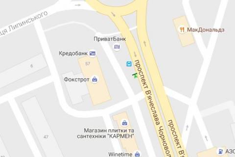 Нестандарт B в Львове, 1.2x1.8  Вячеслава Чорновола просп. - Вячеслава Липинського вул. схема