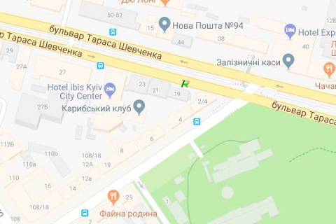 Сiтiлайт B у Києві, 1.2x1.8  Шевченка Тараса бульв., 19 схема
